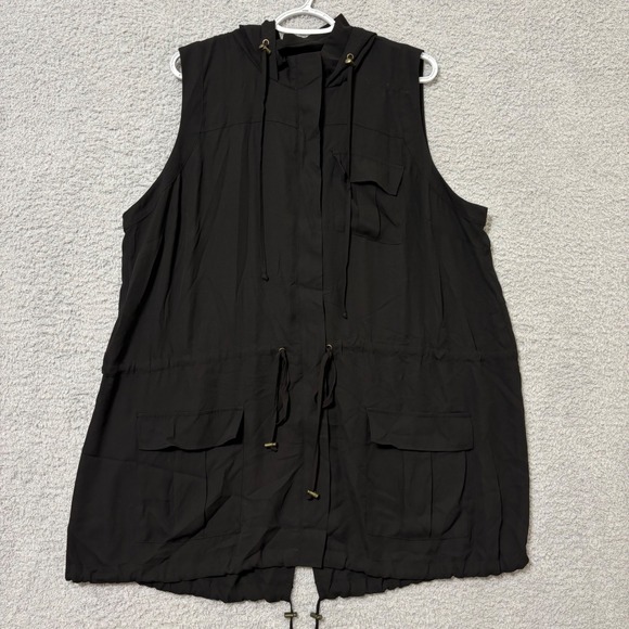 Daniel Rainn Jackets & Blazers - Black Hooded Utility Vest Plus Size 2X  Drawstring Pockets Daniel Rainn
